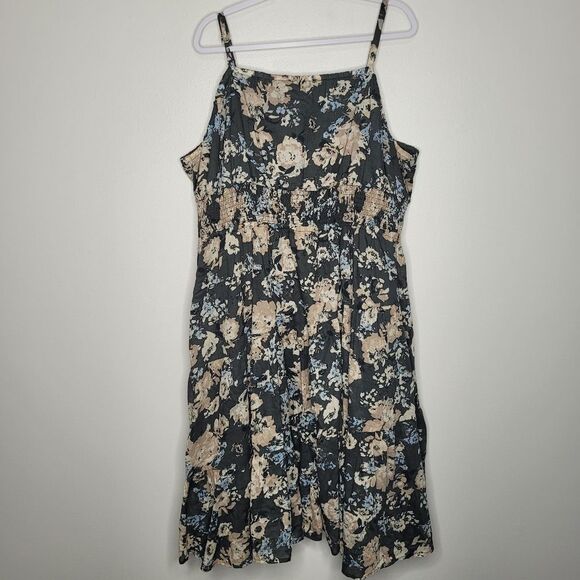 Maurices Dark Romantic Floral Cotton Plus Size Midi Date Night Dress Size 3x - Picture 2 of 7